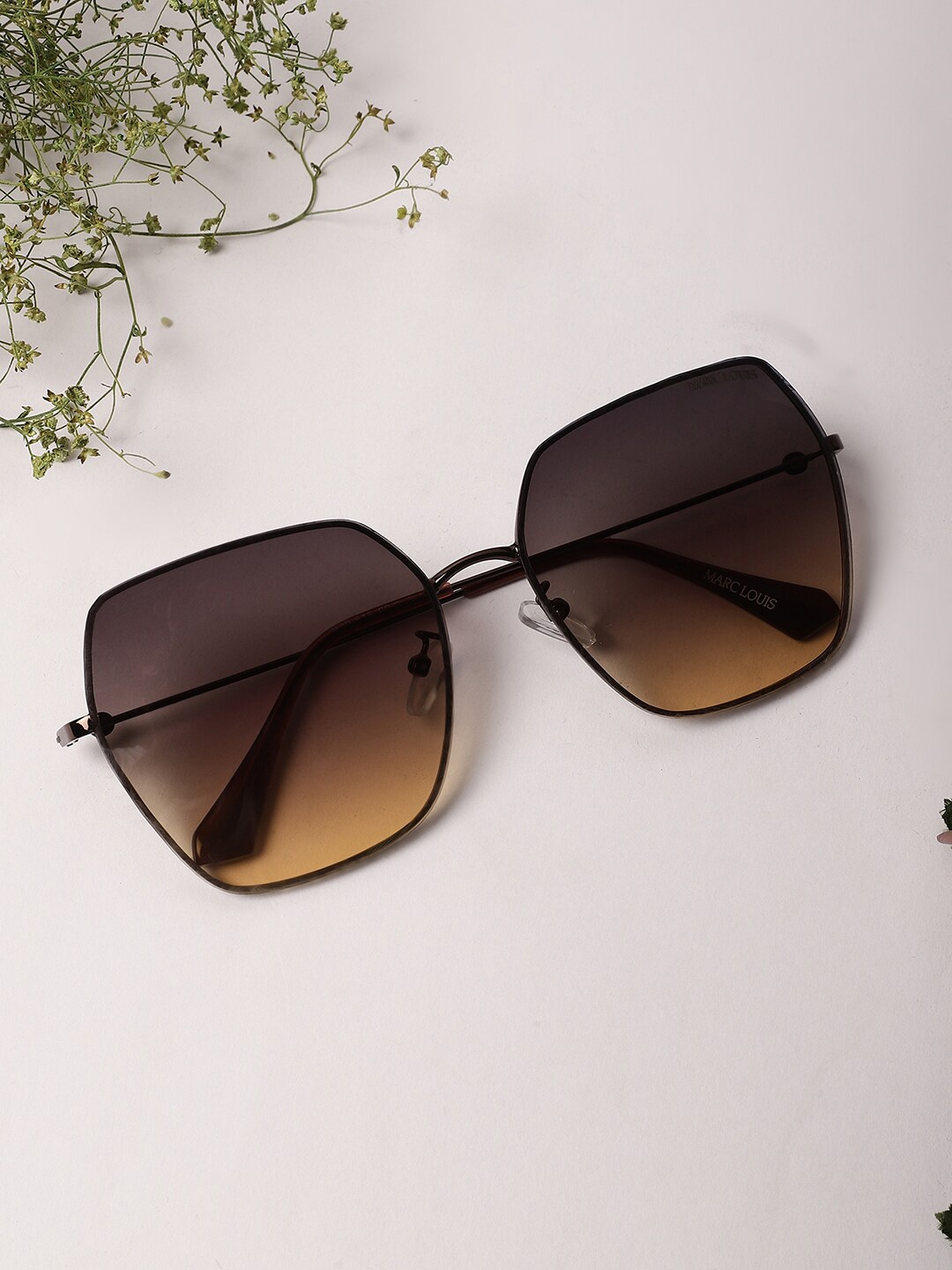 

MARC LOUIS Unisex Lens & Square Sunglasses with UV Protected Lens, Brown