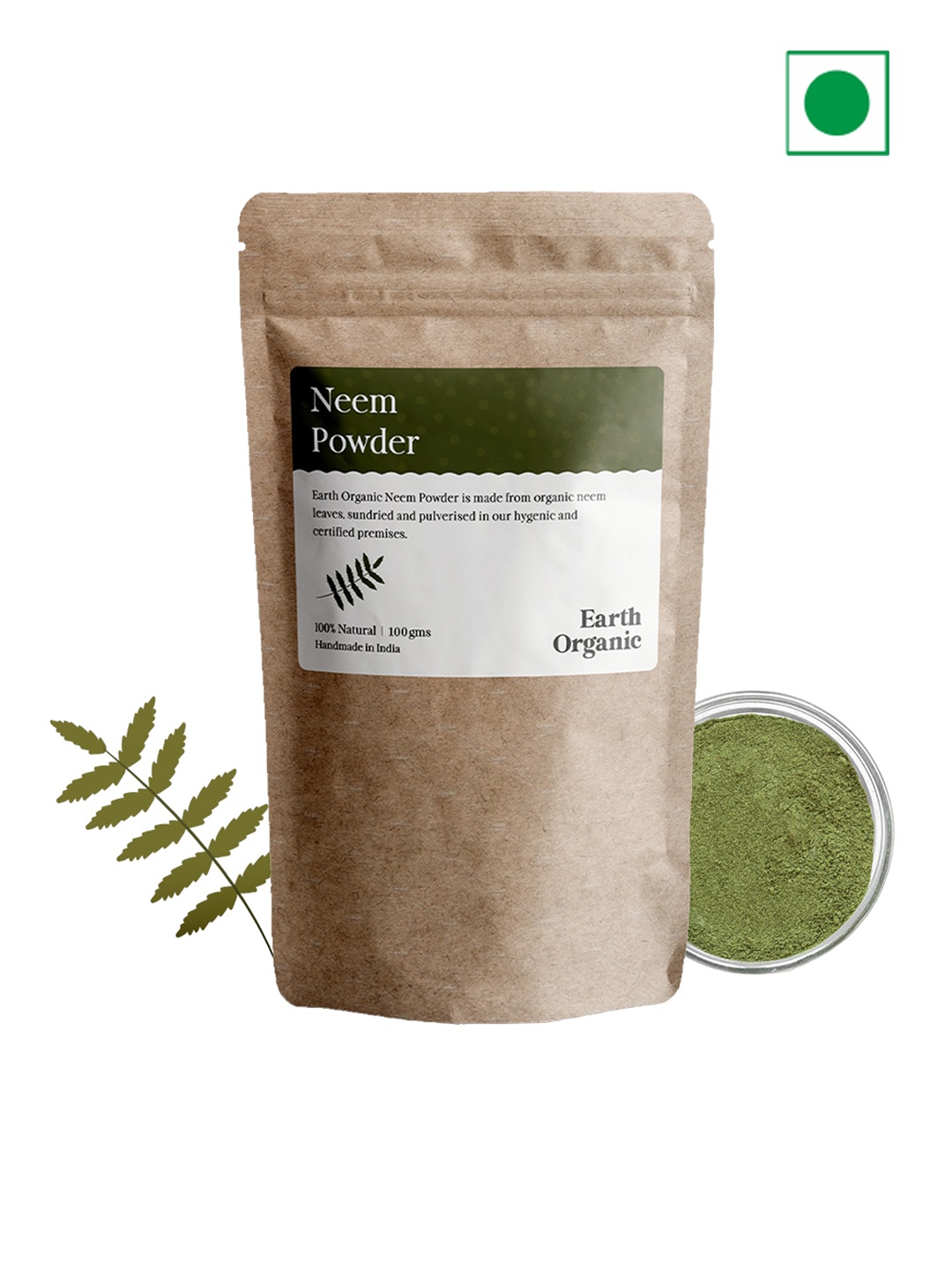 

Earth Organic Natural & Organic Neem Powder Face & Hair Pack - 100 g, Brown