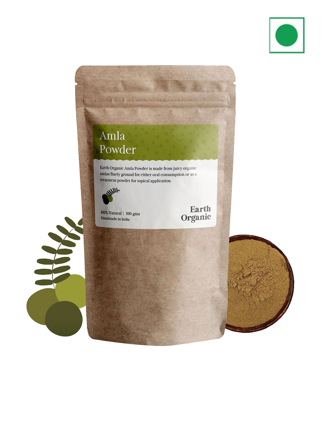 

Earth Organic Natural & Organic Amla Powder Face & Hair Pack - 100 g, Brown