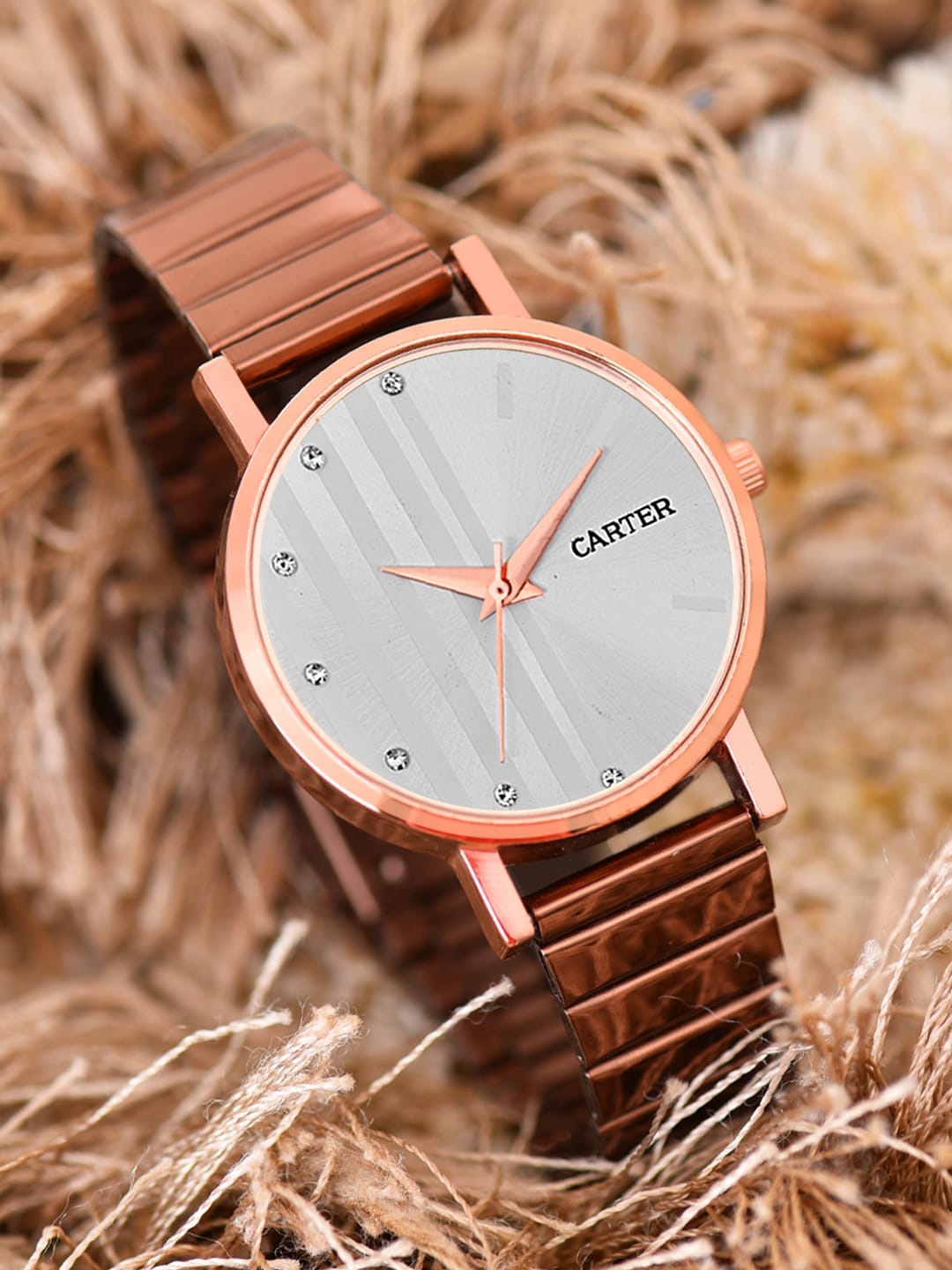 

Sandy D Carter Women Textured Straps Analogue Watch Sandy D Carter-80-RG-PK, Copper