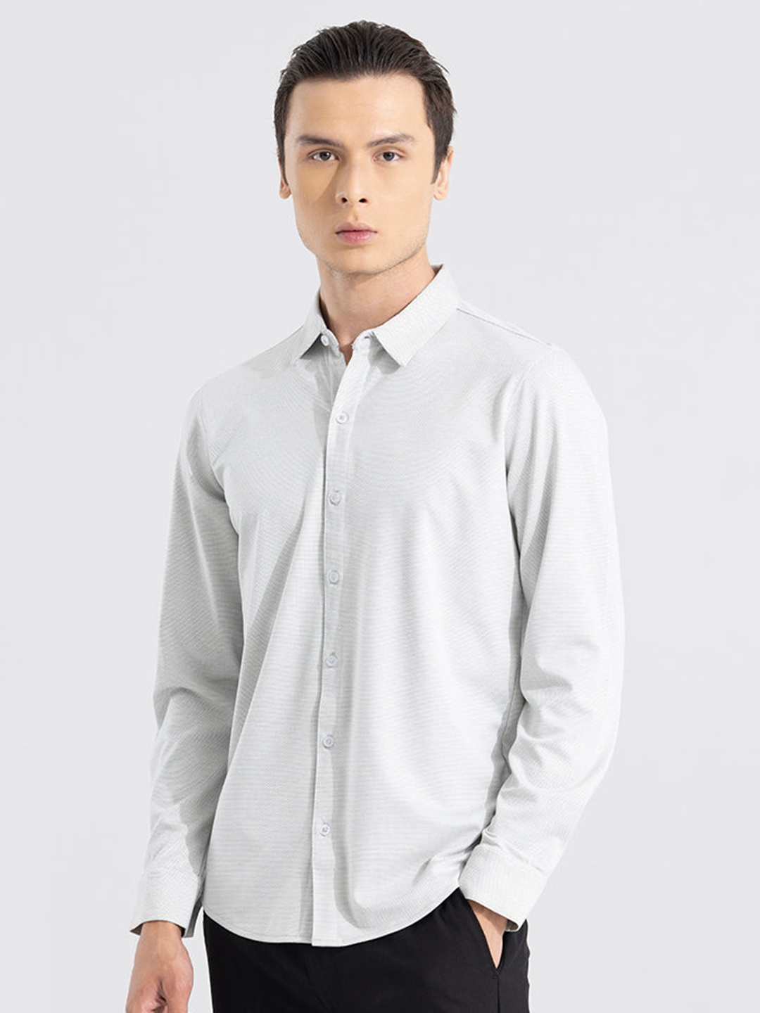 

Snitch Grey Classic Slim Fit Opaque Casual Shirt