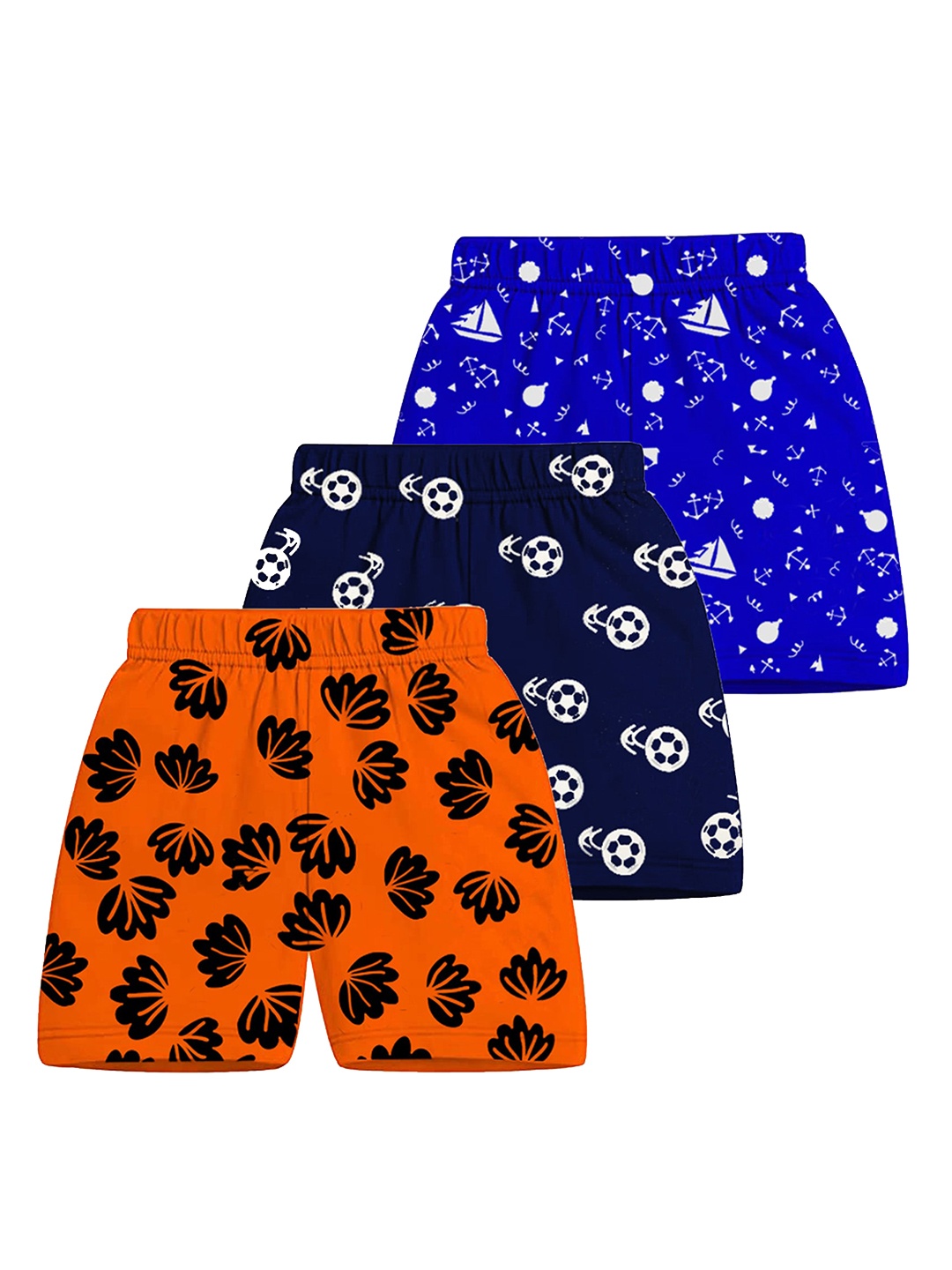 

MIST N FOGG Pack Of 3 Unisex Floral Printed Cotton Shorts, Navy blue