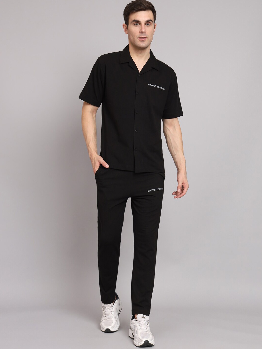 

GRIFFEL Pure Cotton Shirt with Trouser, Black