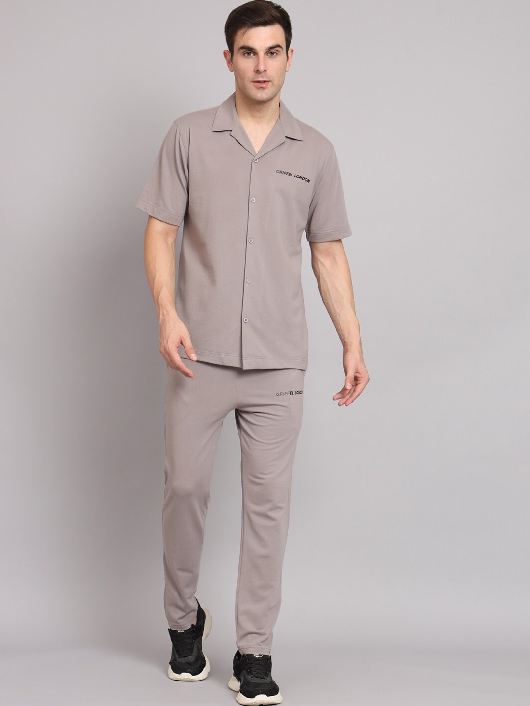 

GRIFFEL Pure Cotton Shirt With Trouser, Grey