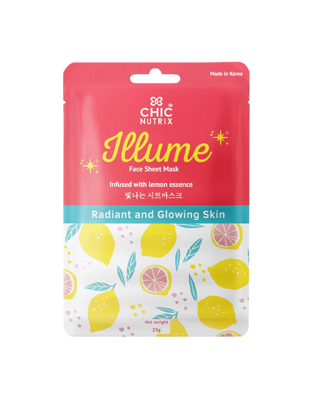 

CHICNUTRIX Illume Radiant & Skin Glowing Face Sheet Mask With Lemon Essence-23g, Transparent