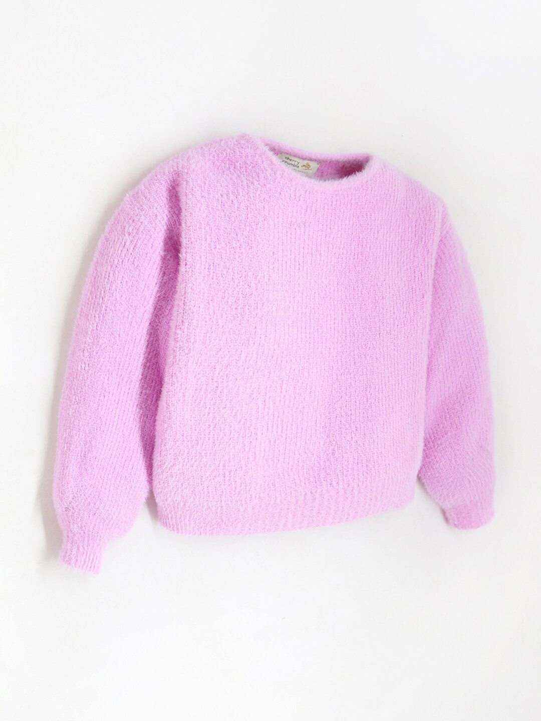 

Cherry Crumble Girls Cable Knit Pullover With Fuzzy Detail, Lavender