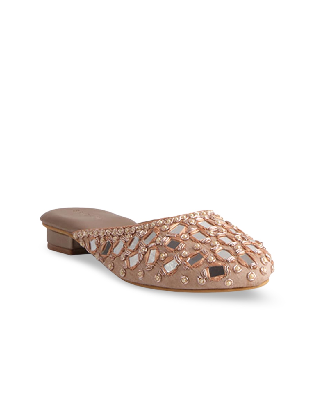 

ERIDANI Swara Embroidered Jutti, Rose gold