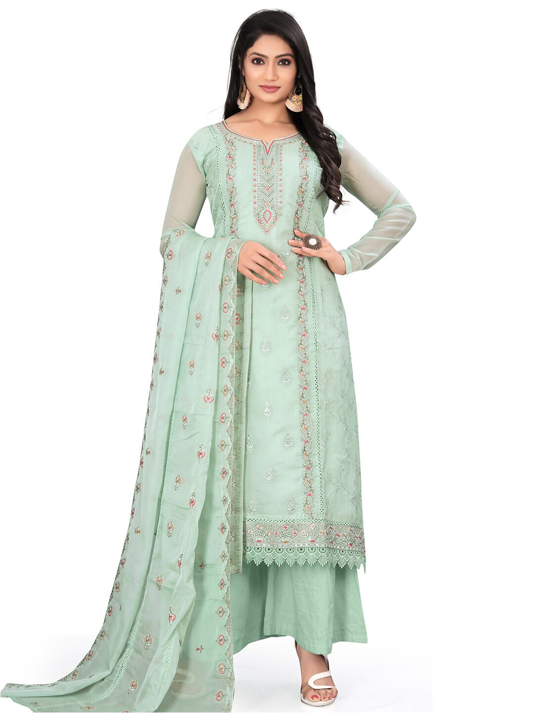 

Stylee LIFESTYLE Ethnic Motifs Embroidered Unstitched Dress Material, Green