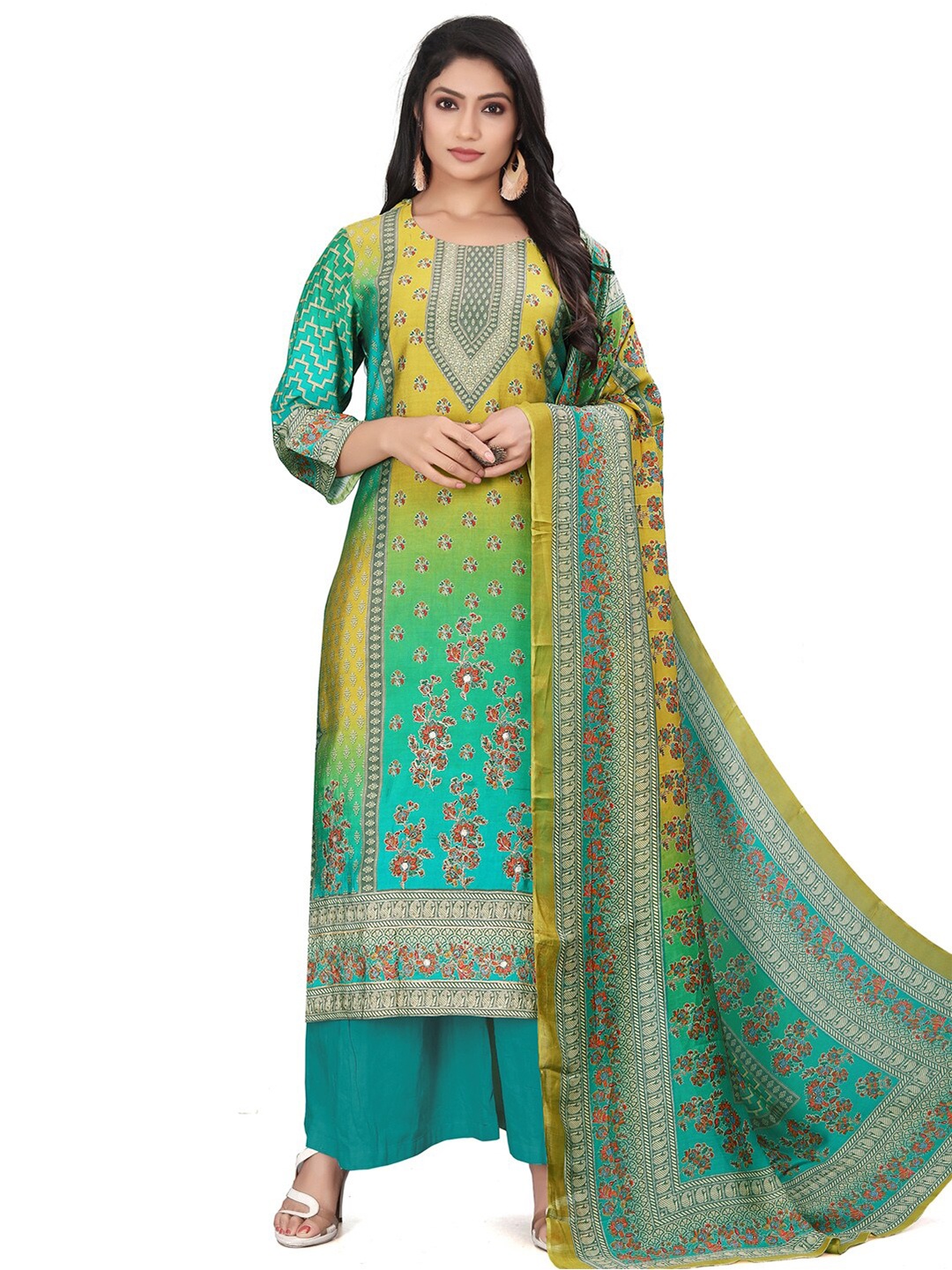 

Stylee LIFESTYLE Ethnic Motifs Printed Unstitched Dress Material, Green