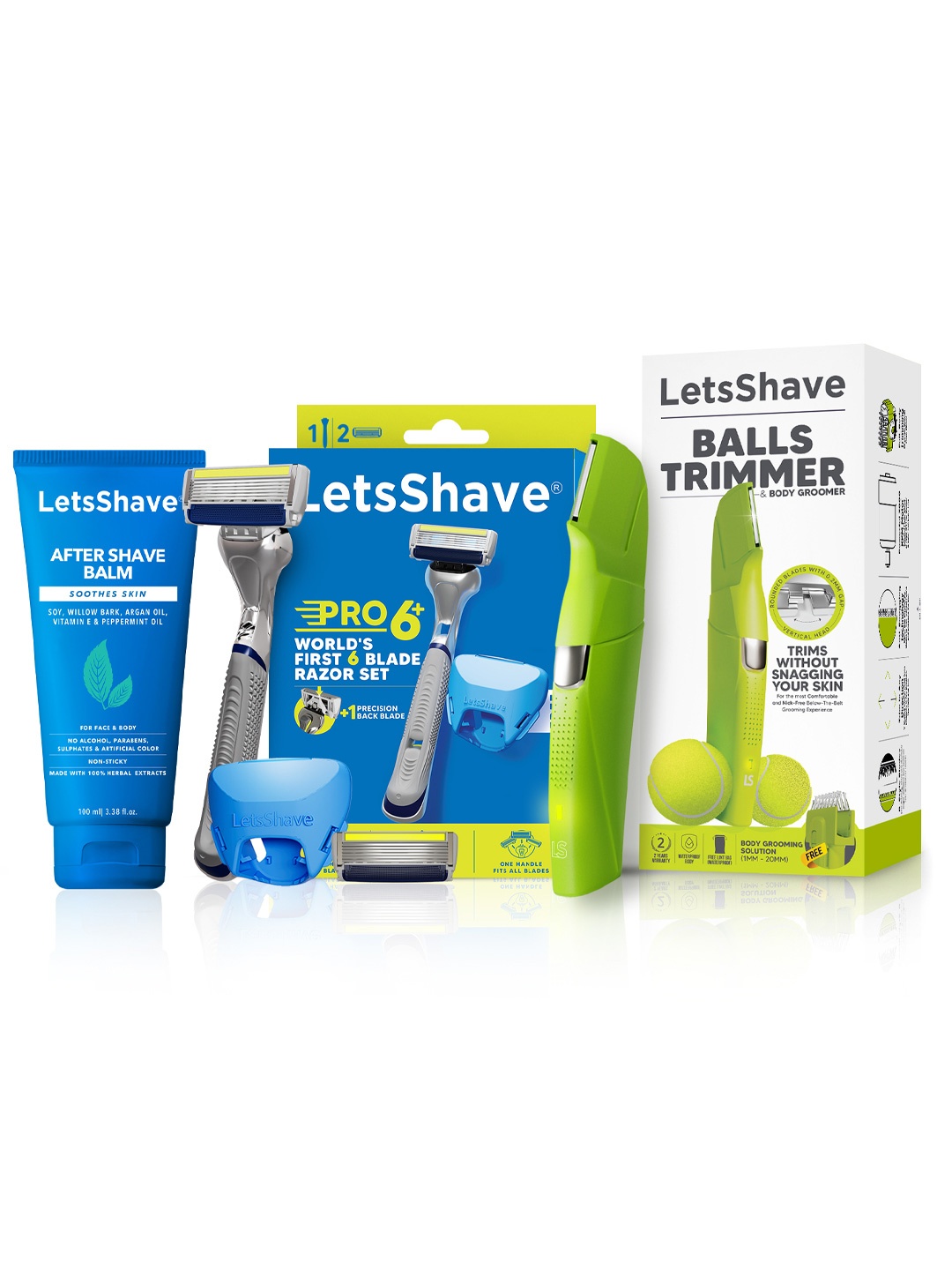 

LetsShave Complete Grooming Kit Balls & Body Trimmer, Green