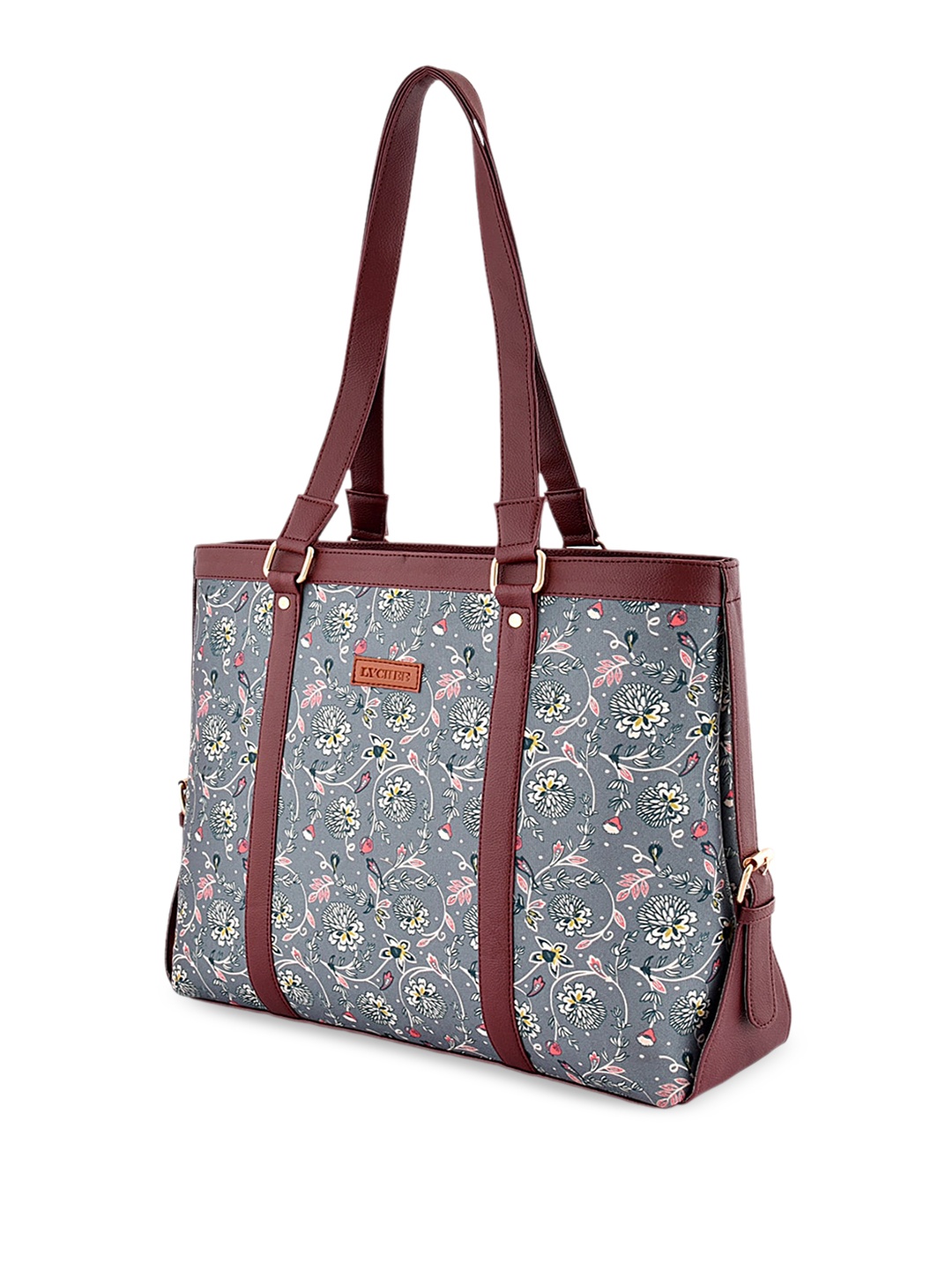 

Anouk Floral Oversized Structured Shoulder Bag Laptop Size Up to 16 inch, Grey