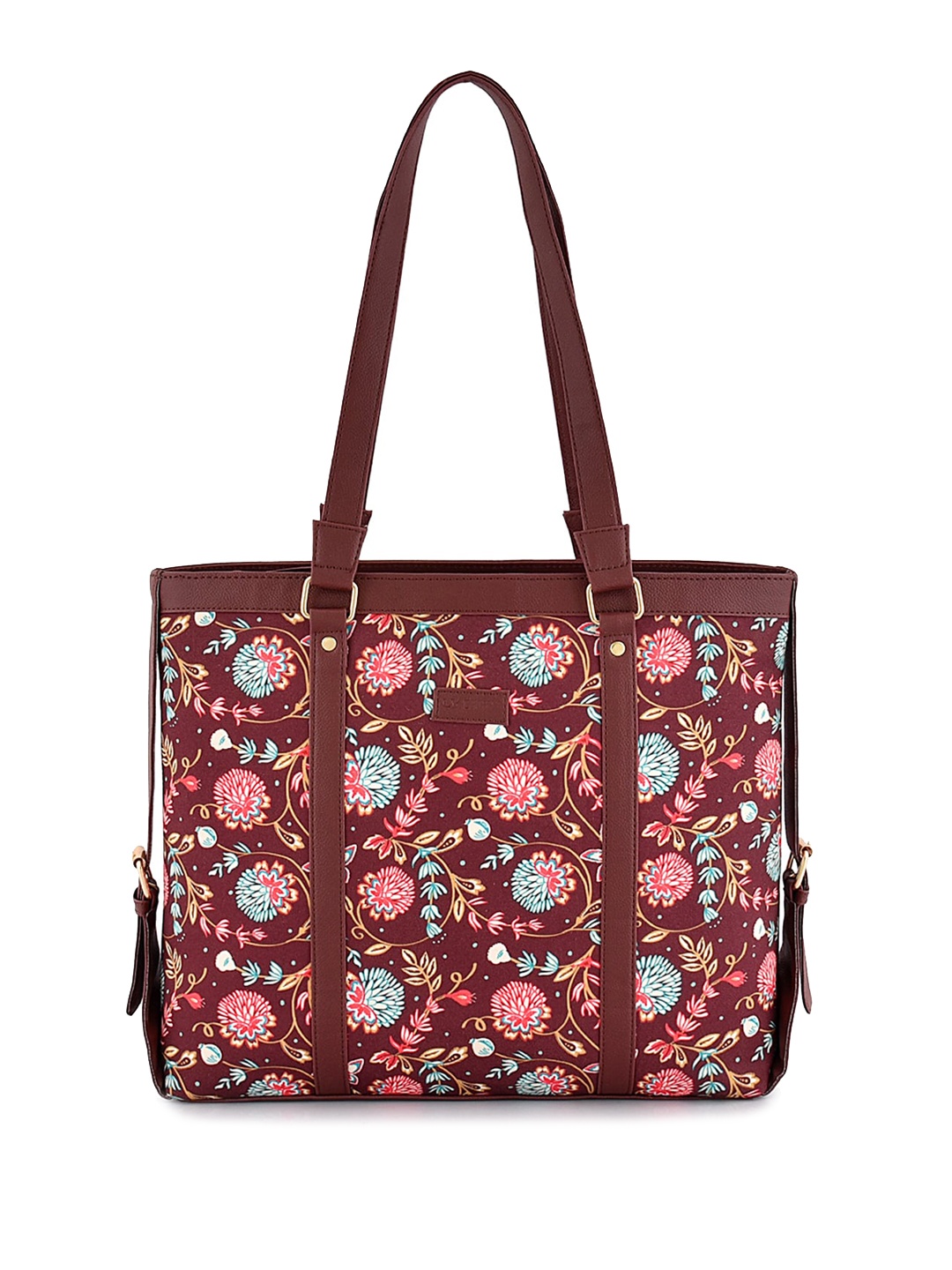 

Anouk Brown Floral Printed Structured Tote Bag