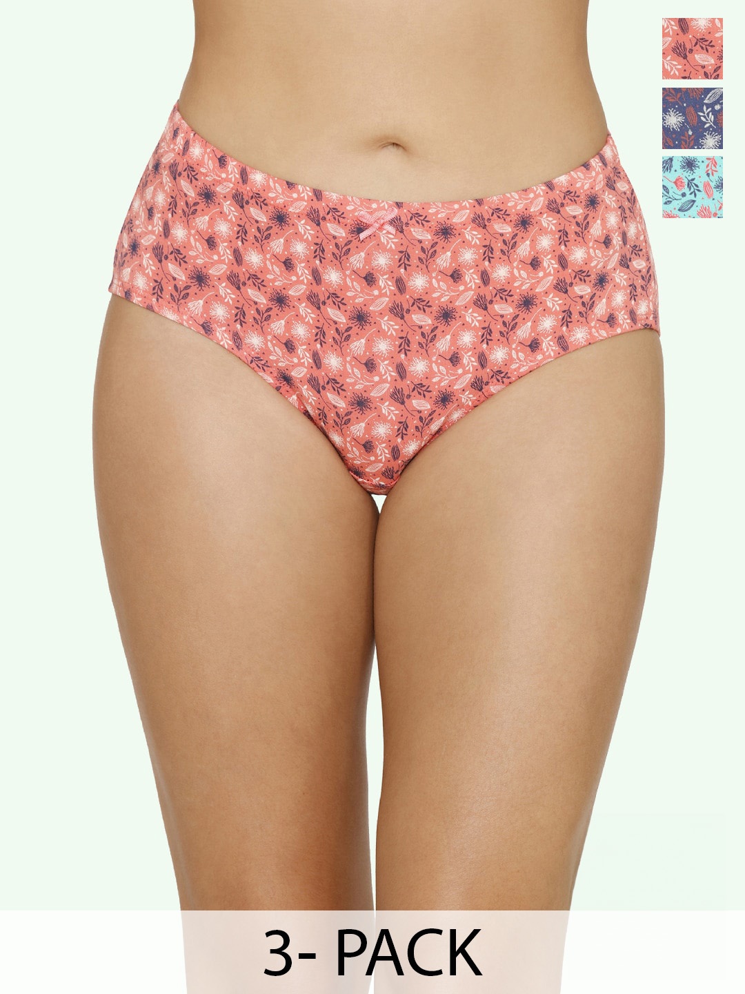 

Amante Pack Of 3 Printed Hipster Briefs, Peach