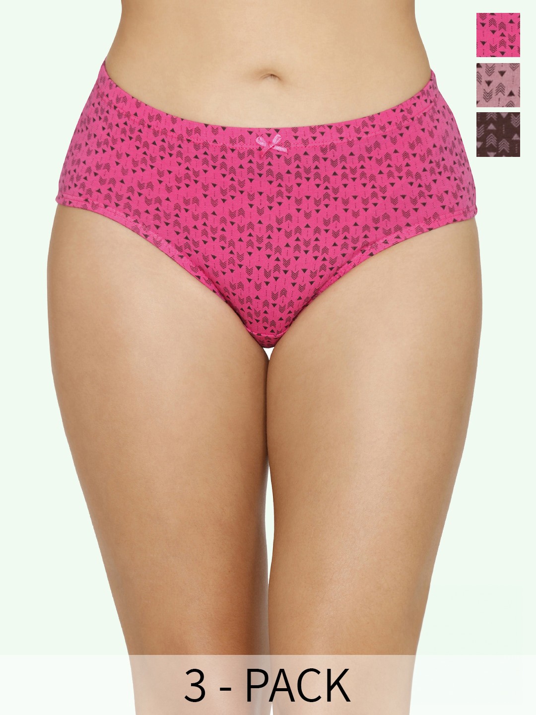 

Amante Pack Of 3 Printed Hipster Briefs, Pink