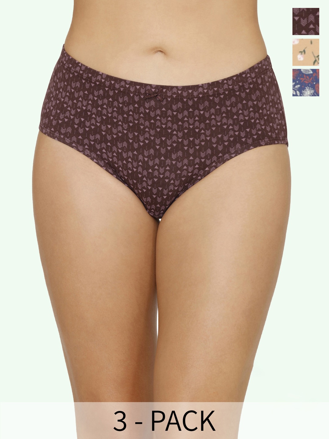 

Amante Pack Of 3 Printed Hipster Briefs, Purple