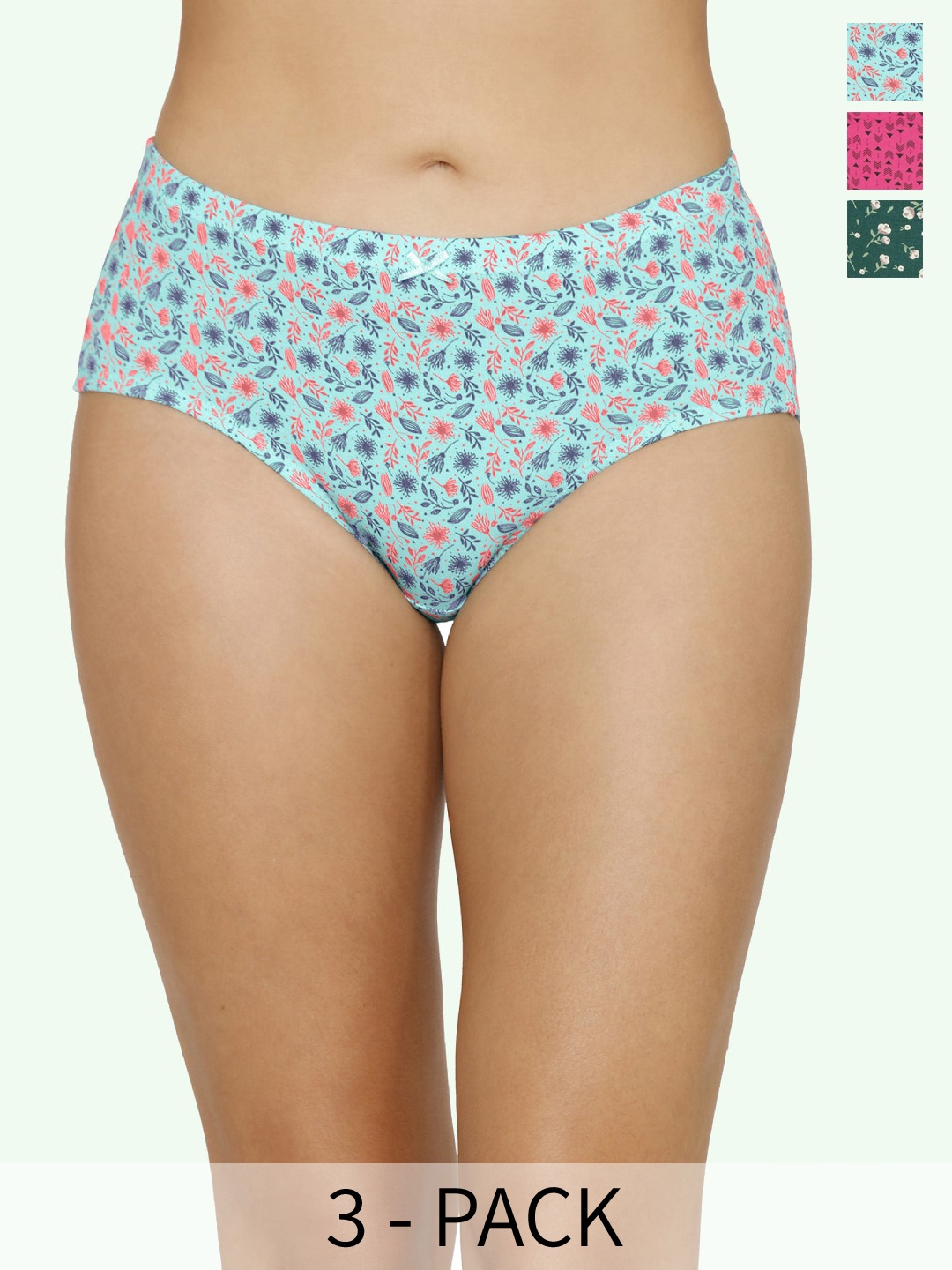 

Amante Pack Of 3 Printed Hipster Briefs, Pink