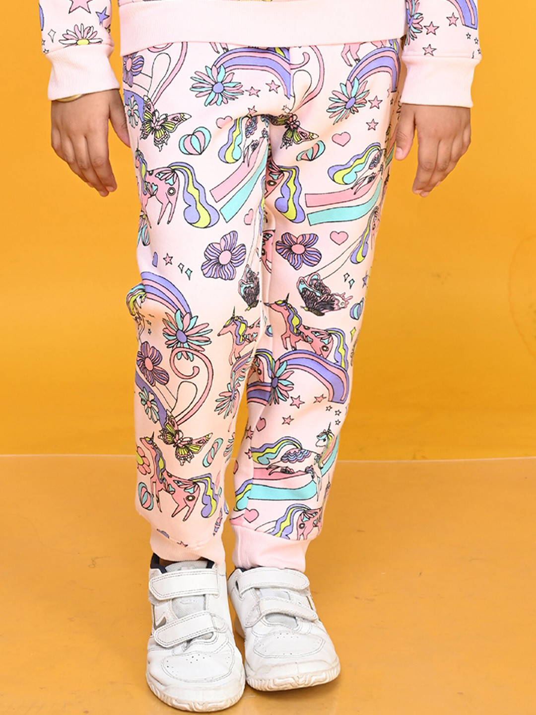 

Anthrilo Girls Conversational Printed Mid Rise Relaxed Fit Joggers, Pink