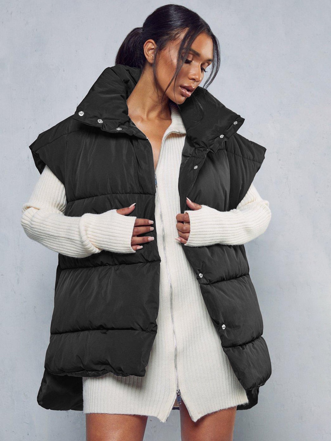 

MISSPAP Sleeveless Puffer Jacket, Black