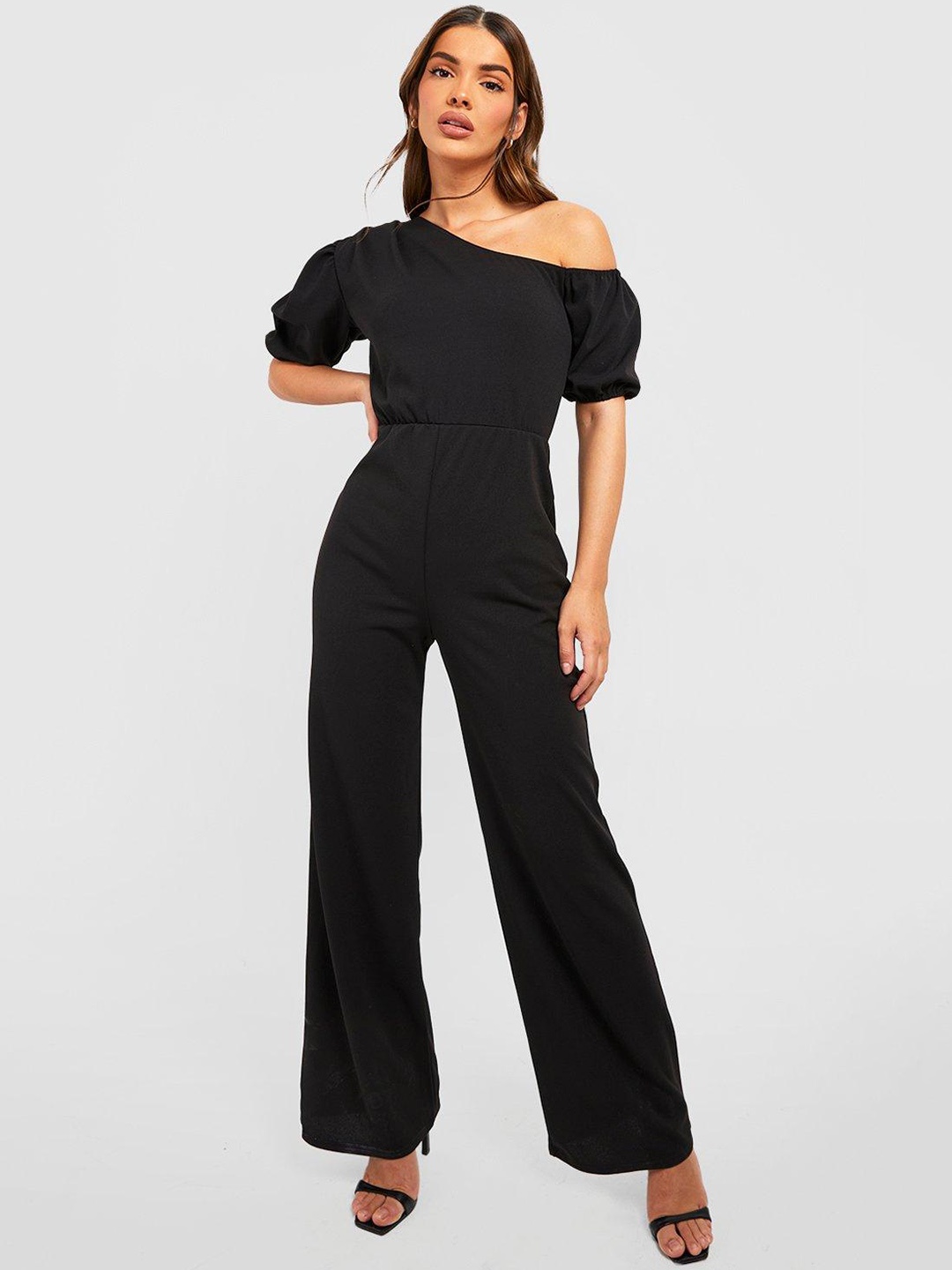 

Boohoo Asymmetric Neck Jumpsuit, Black