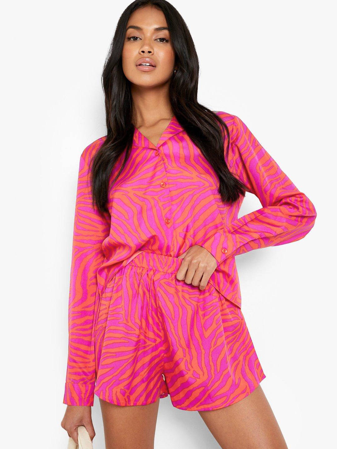

Boohoo Satin Finish Woven Co-Ords, Pink