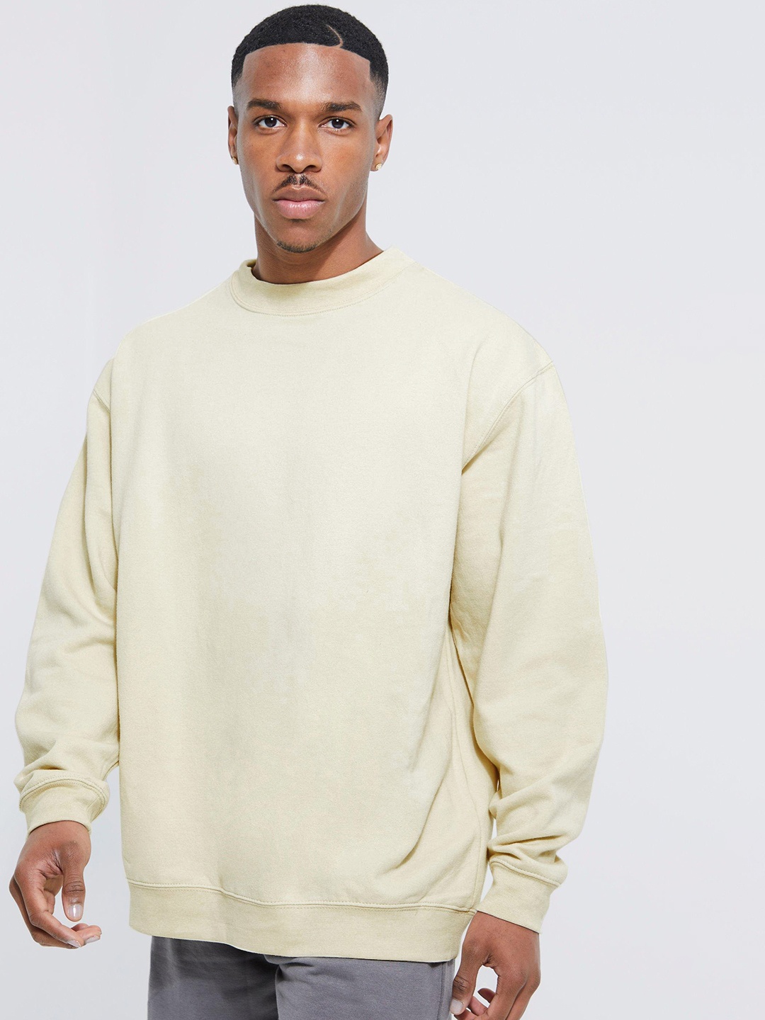 

boohooMAN Oversized Extended Neck Sweatshirt, Cream