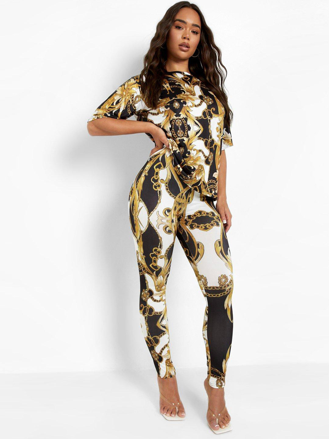 

Boohoo Women Baroque Print Co-Ords, Green