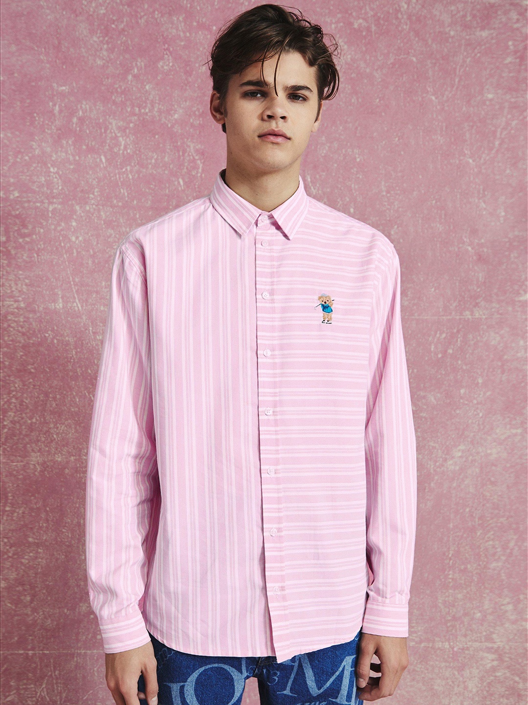 

boohooMAN Opaque Striped Casual Shirt, White