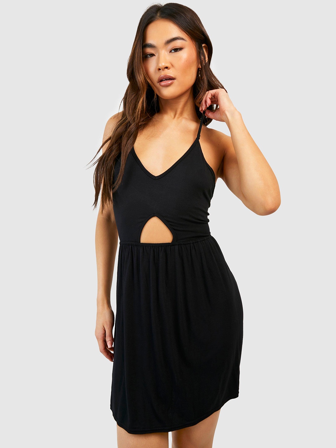 

Boohoo Cut-Out Detail Styled Back Mini Dress, Black