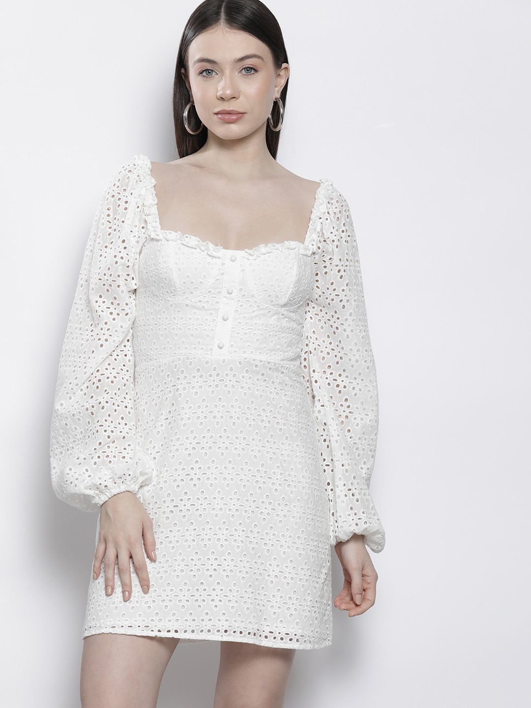 

Boohoo Schiffli Pure Cotton Sheath Dress, White