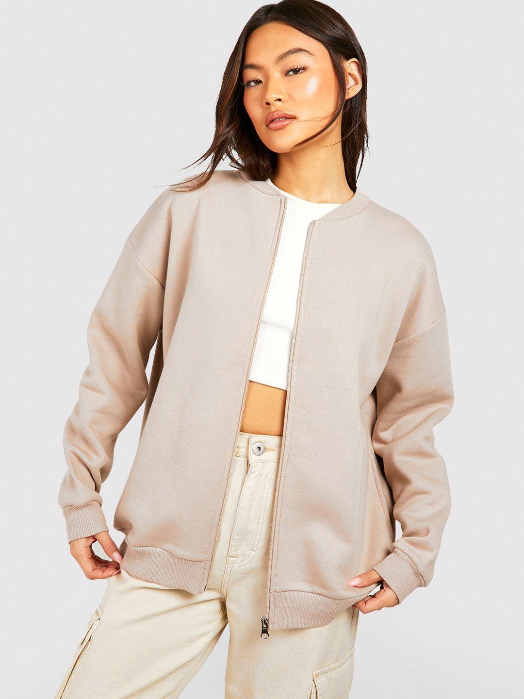

Boohoo Embroidered Detail Oversized Sweatshirt, Beige