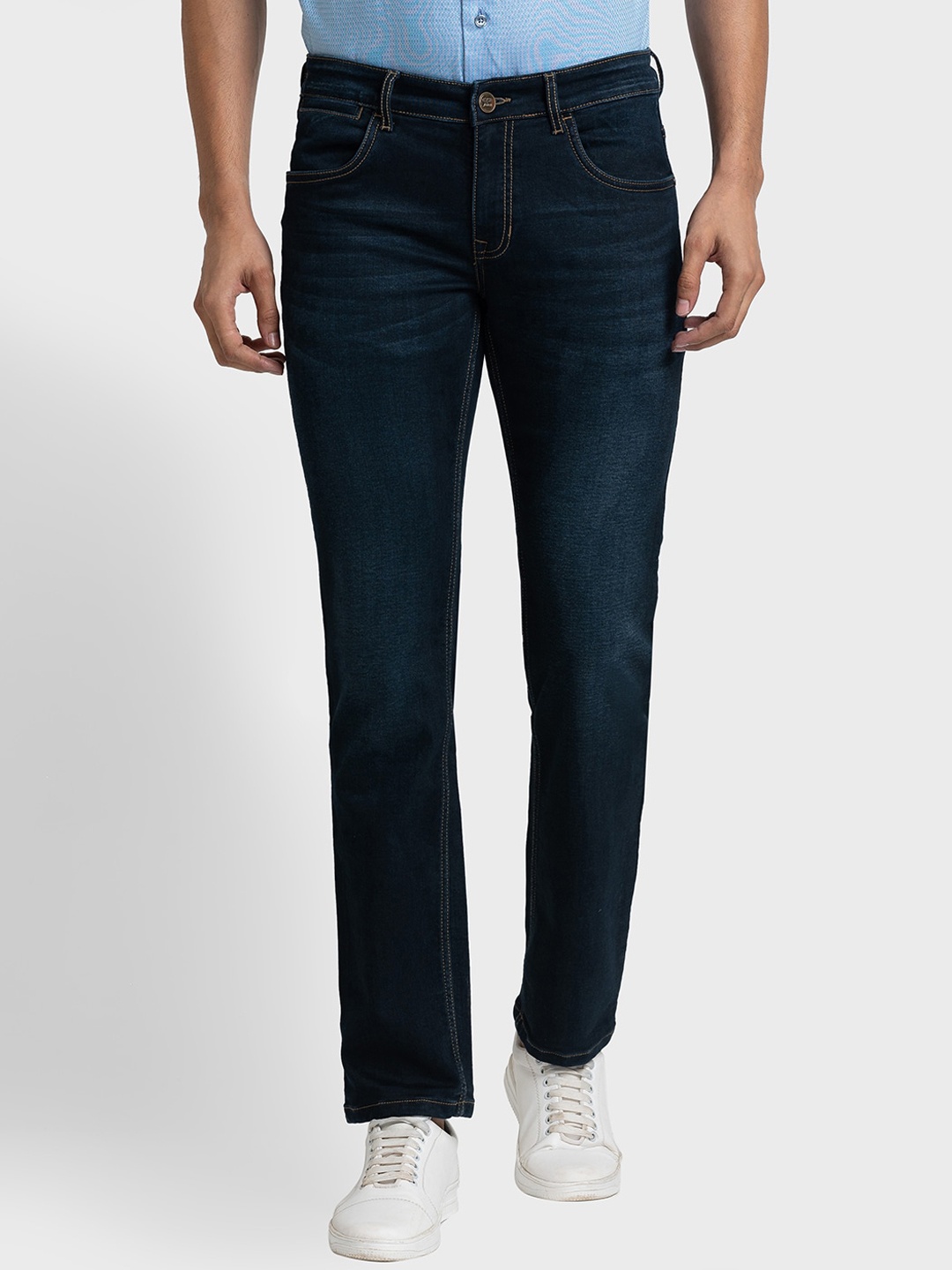 

ColorPlus Men Tapered Fit Clean Look Light Fade Stretchable Jeans, Blue