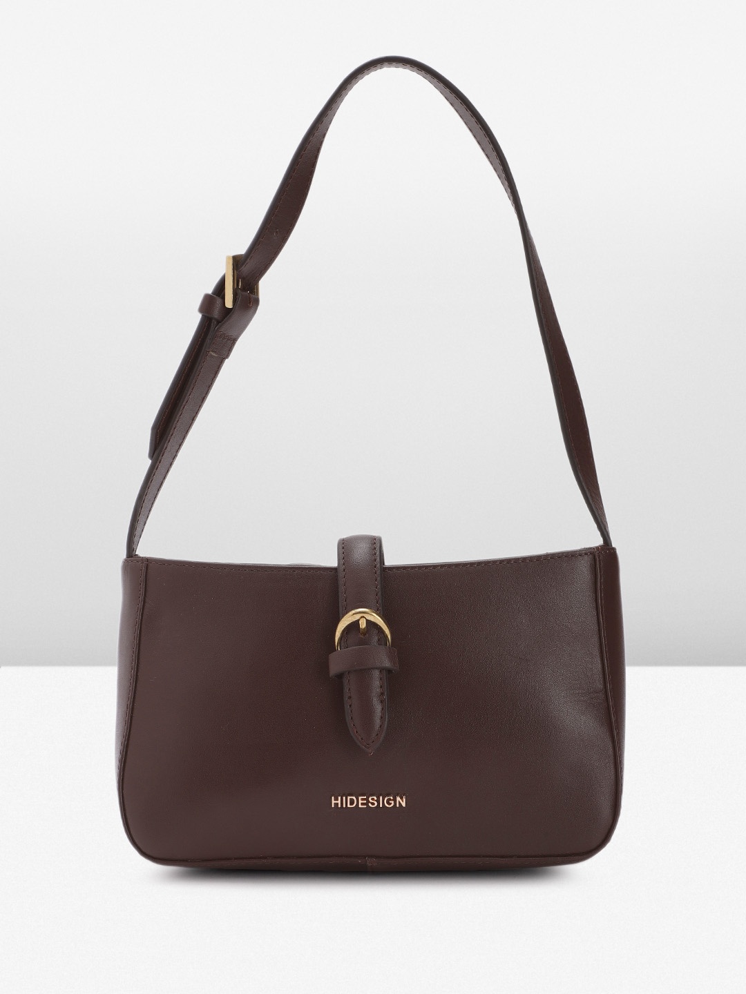

Hidesign Solid Leather Structured Shoulder Bag, Brown