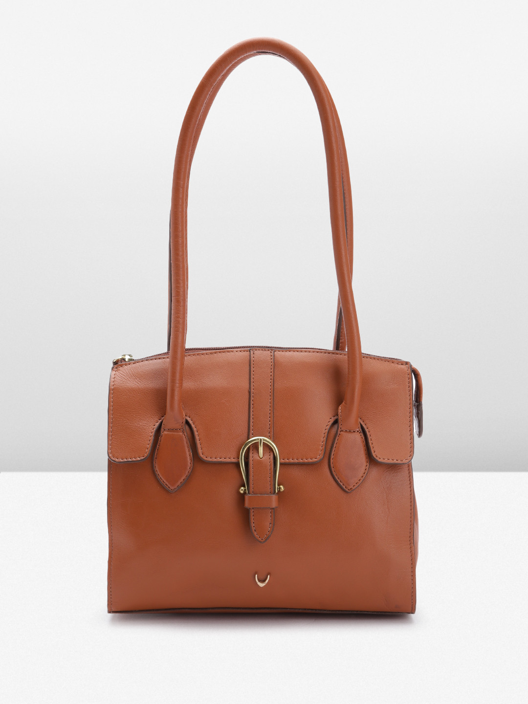 

Hidesign Leather Structured Shoulder Bag With Buckle Detail, Brown