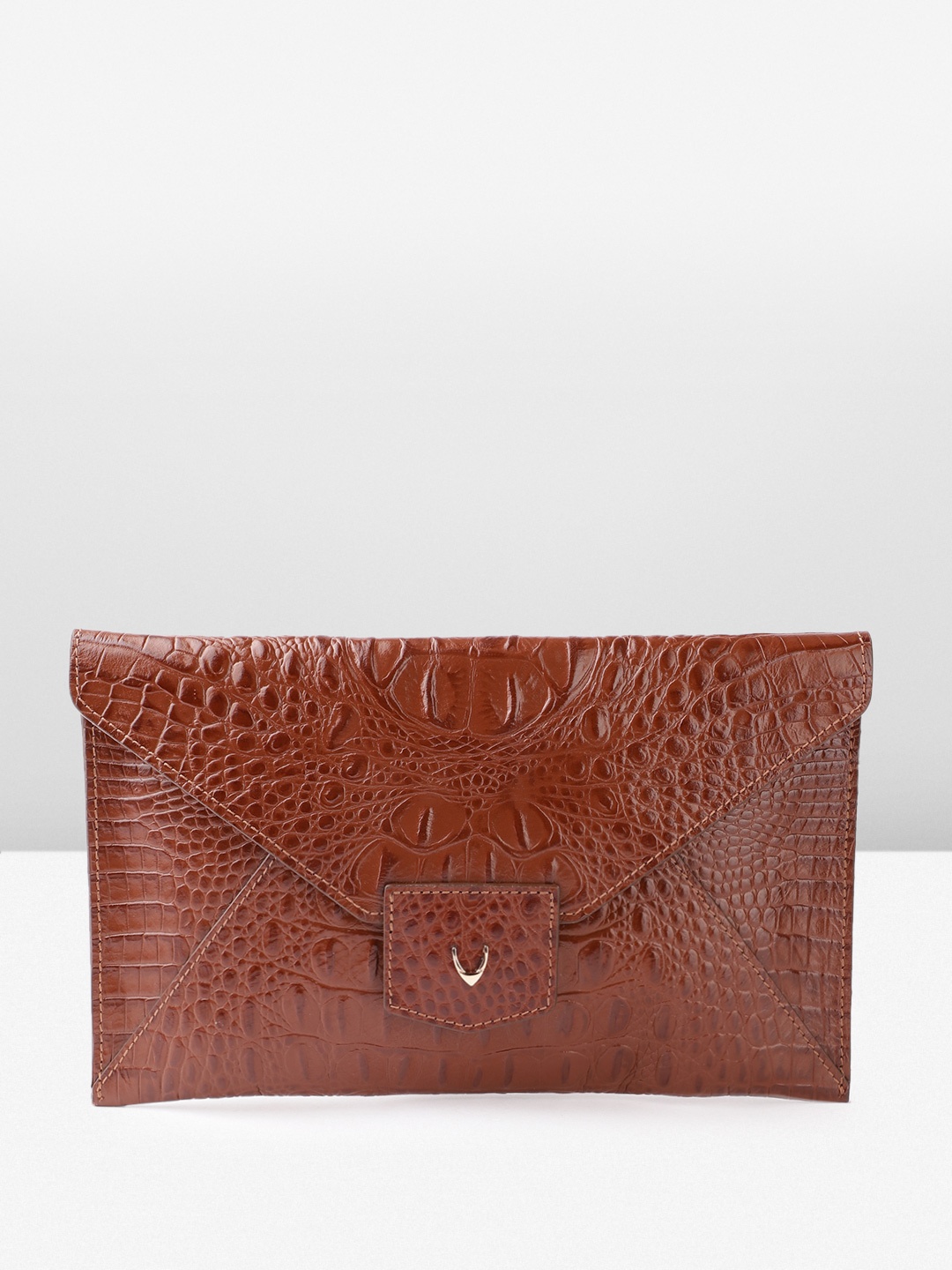 

Hidesign Croc Textured Envelope Leather Clutch, Tan