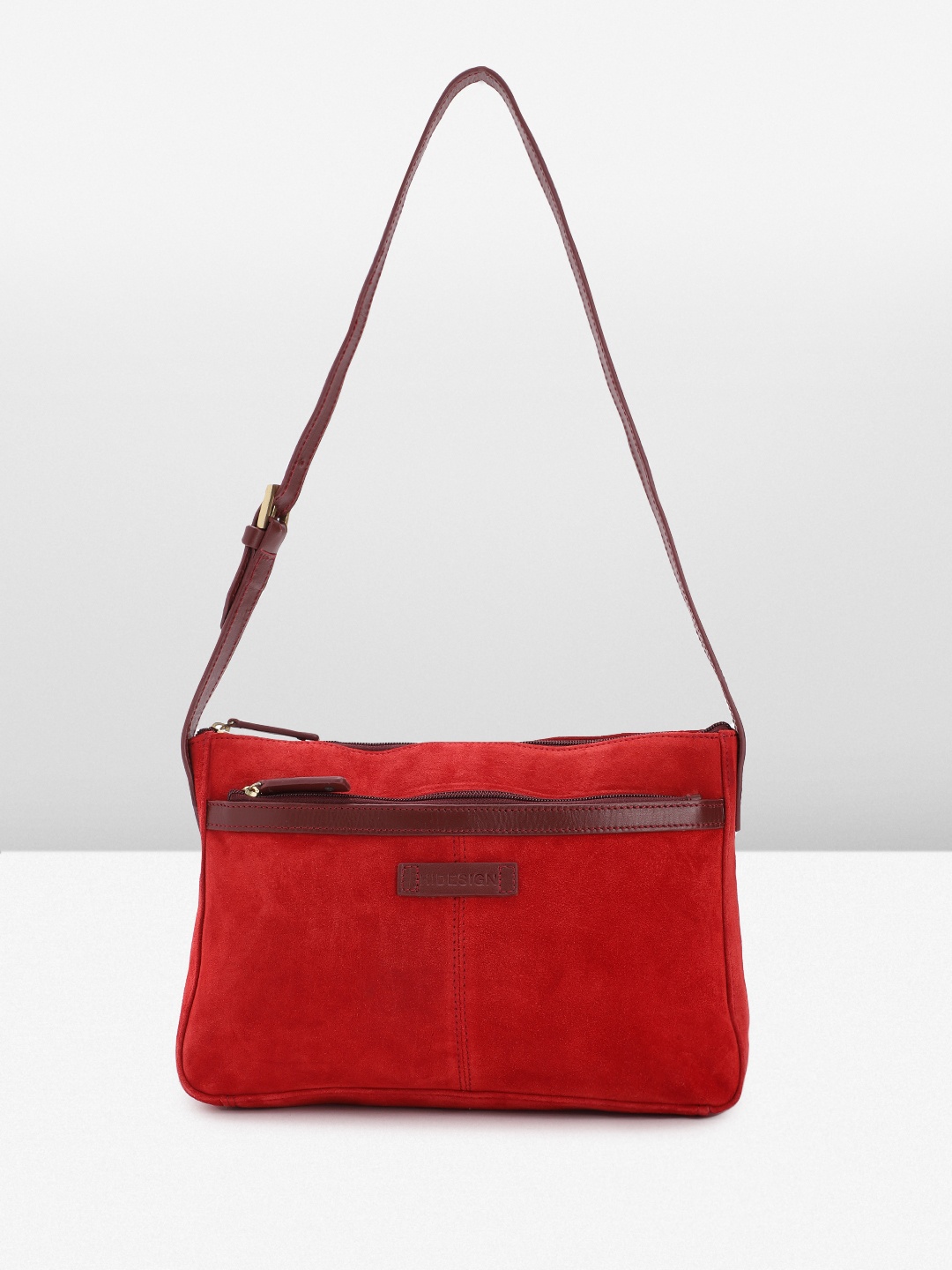 

Hidesign Solid Leather Structured Shoulder Bag, Red