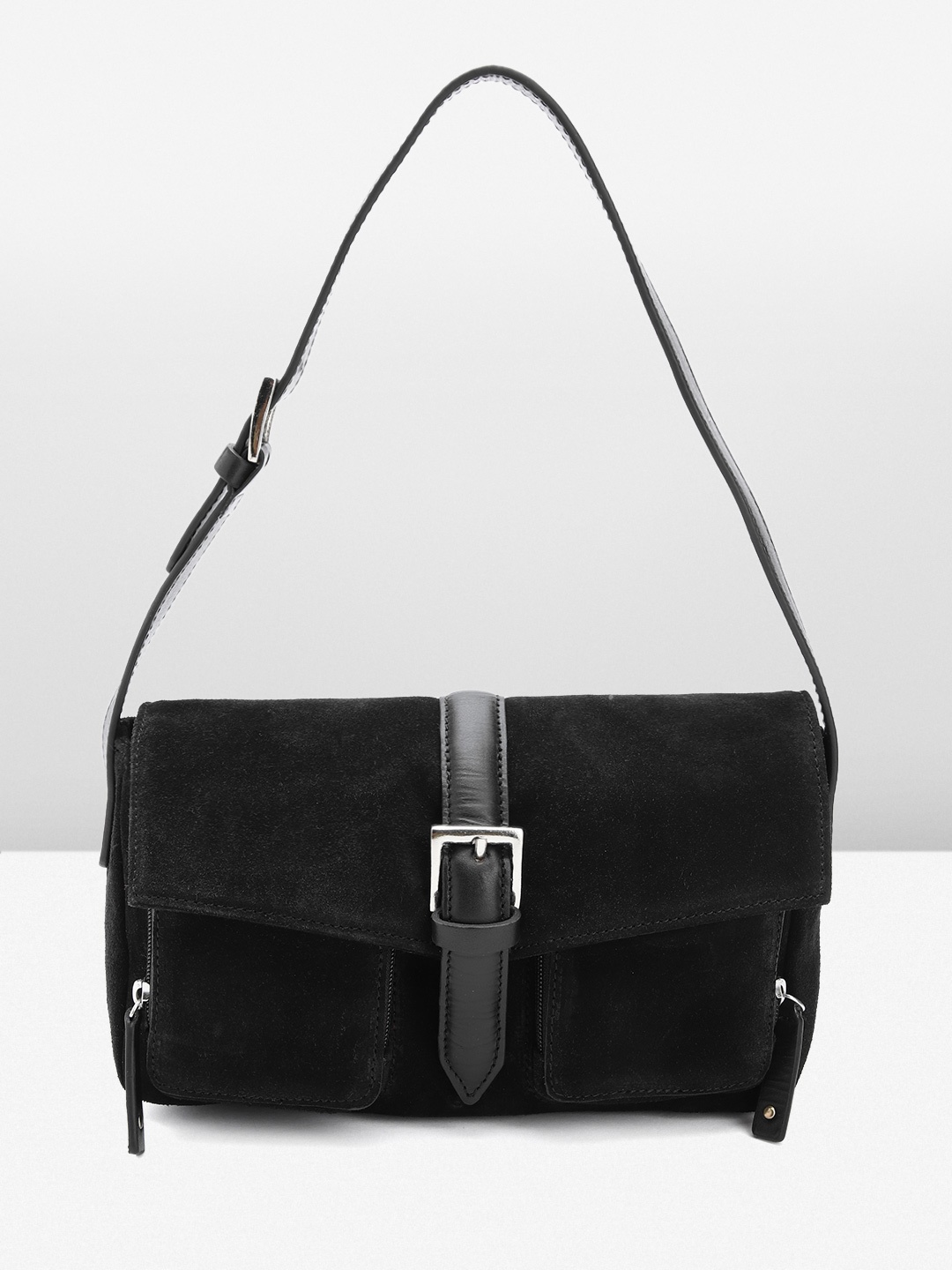 

Hidesign Leather Structured Satchel Bag, Black