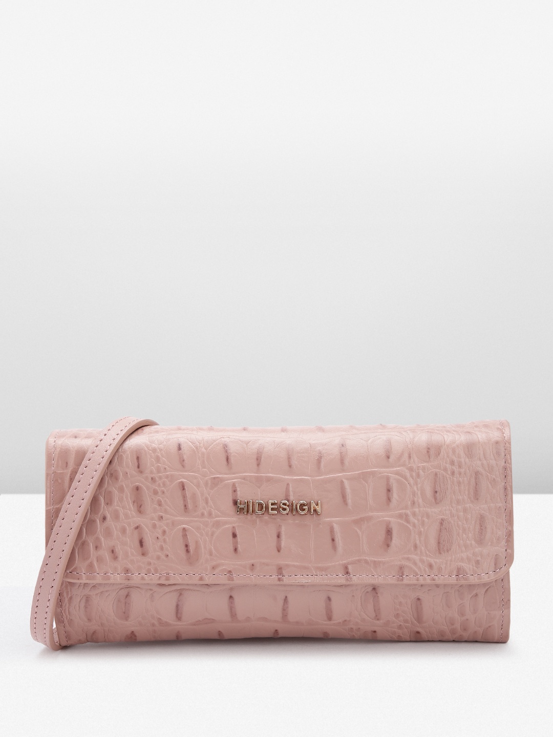 

Hidesign Women Croc-Textured Leather Zip Around Wallet, Pink