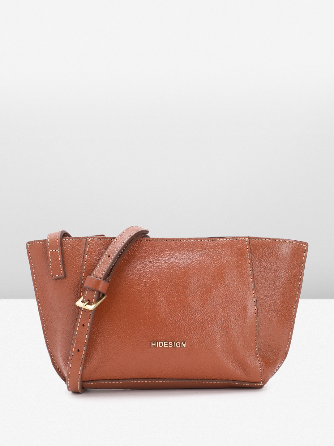 

Hidesign Abstract Textured Leather Structured Sling Bag, Tan