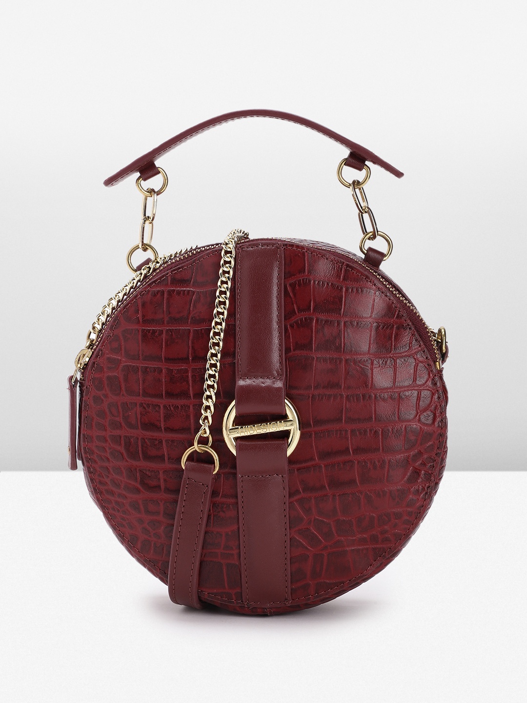 

Hidesign Croc Textured Leather Structured Handheld Bag, Burgundy