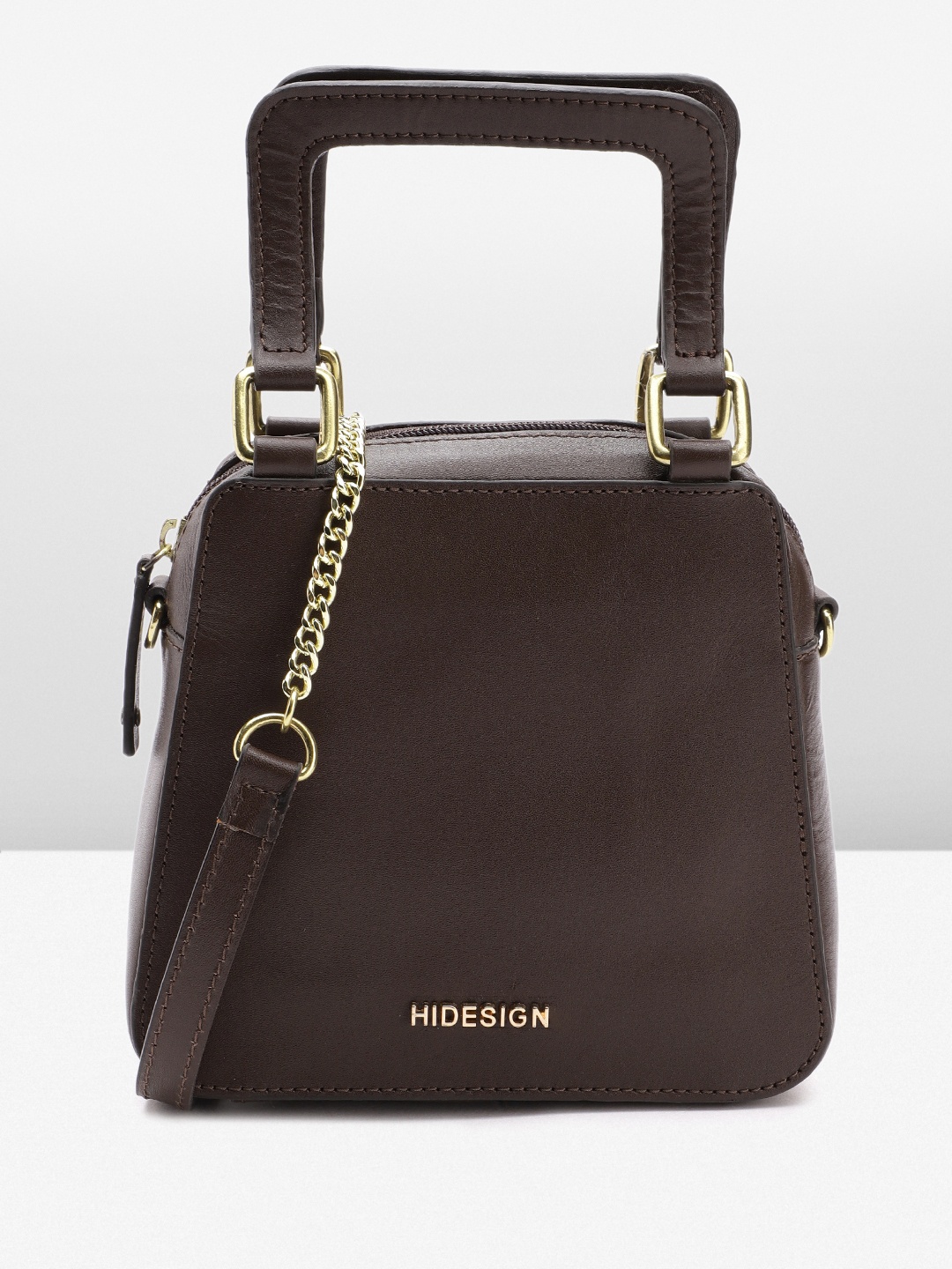 

Hidesign Leather Structured Handheld Bag, Coffee brown