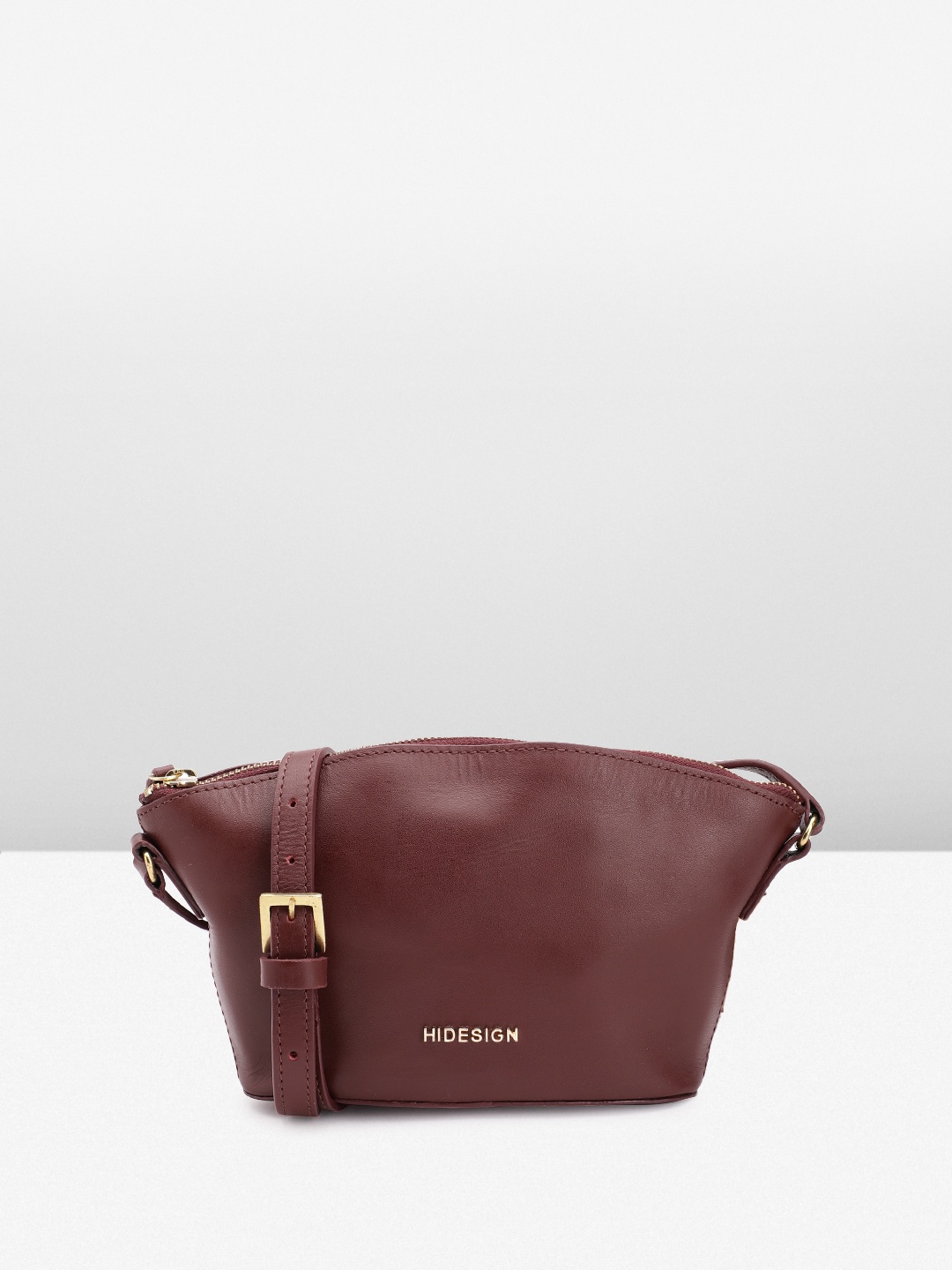 

Hidesign Leather Structured Sling Bag, Maroon