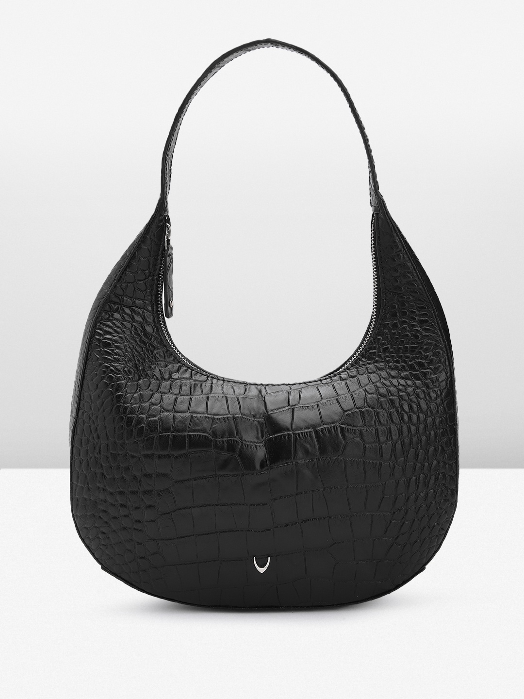 

Hidesign Croc Textured Leather Structured Baguette Bag, Black