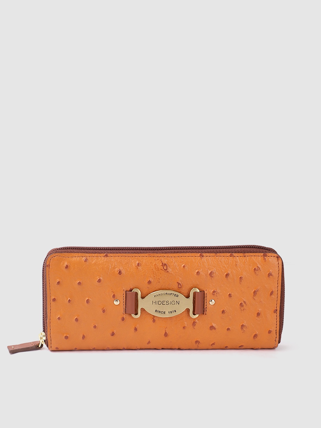 

Hidesign Women Textured Leather RFID Zip Around Wallet, Orange