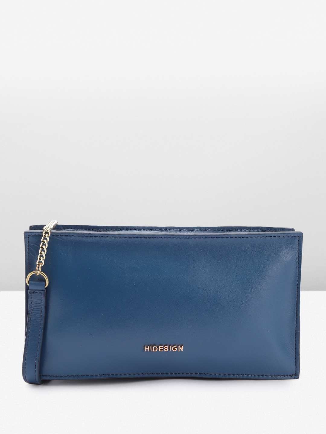 

Hidesign Leather Structured Sling Bag, Navy blue