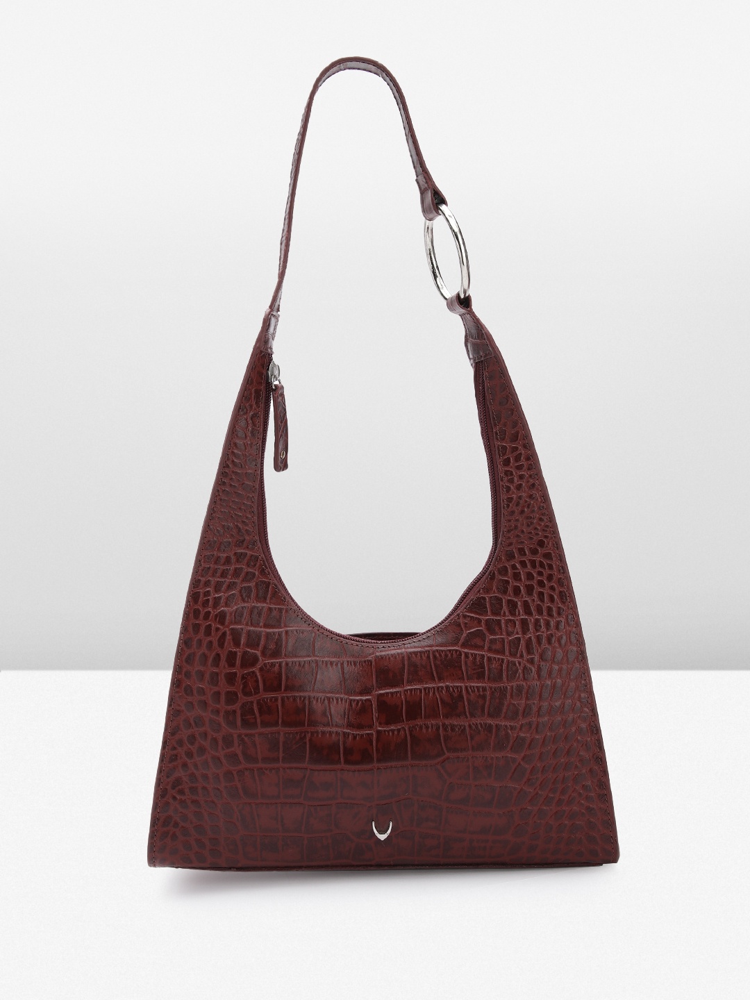 

Hidesign Croc Textured Leather Structured Shoulder Bag, Maroon