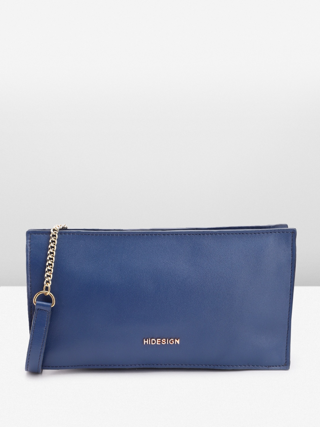 

Hidesign Leather Structured Sling Bag, Navy blue