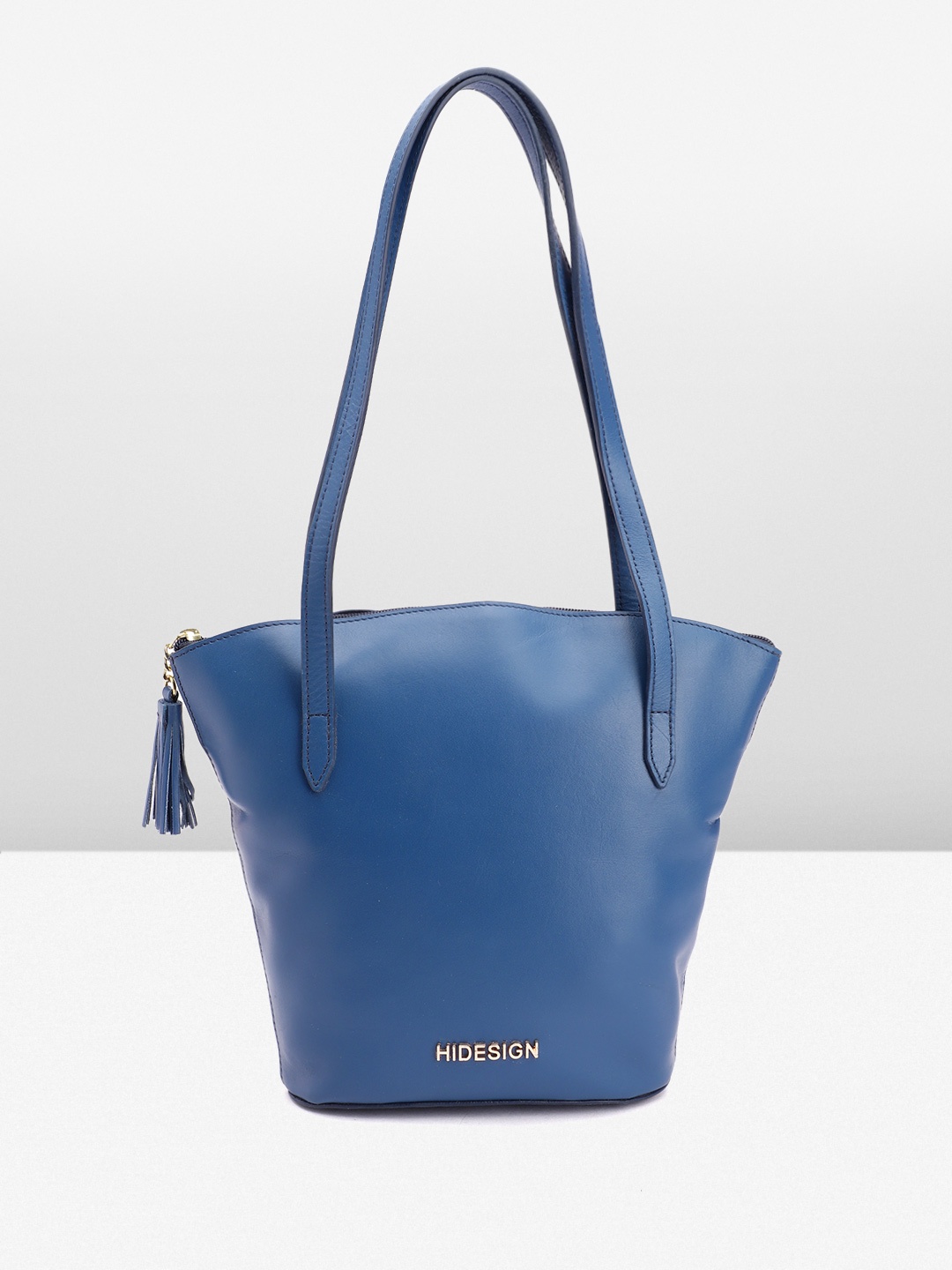 

Hidesign Leather Structured Shoulder Bag with Tasselled Detail, Blue