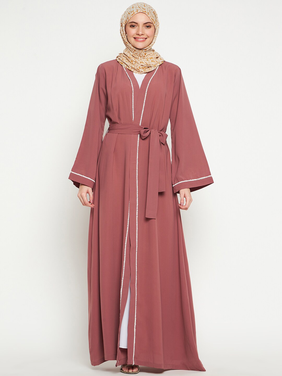 

NABIA Belted V-Neck Abaya Burqa, Pink