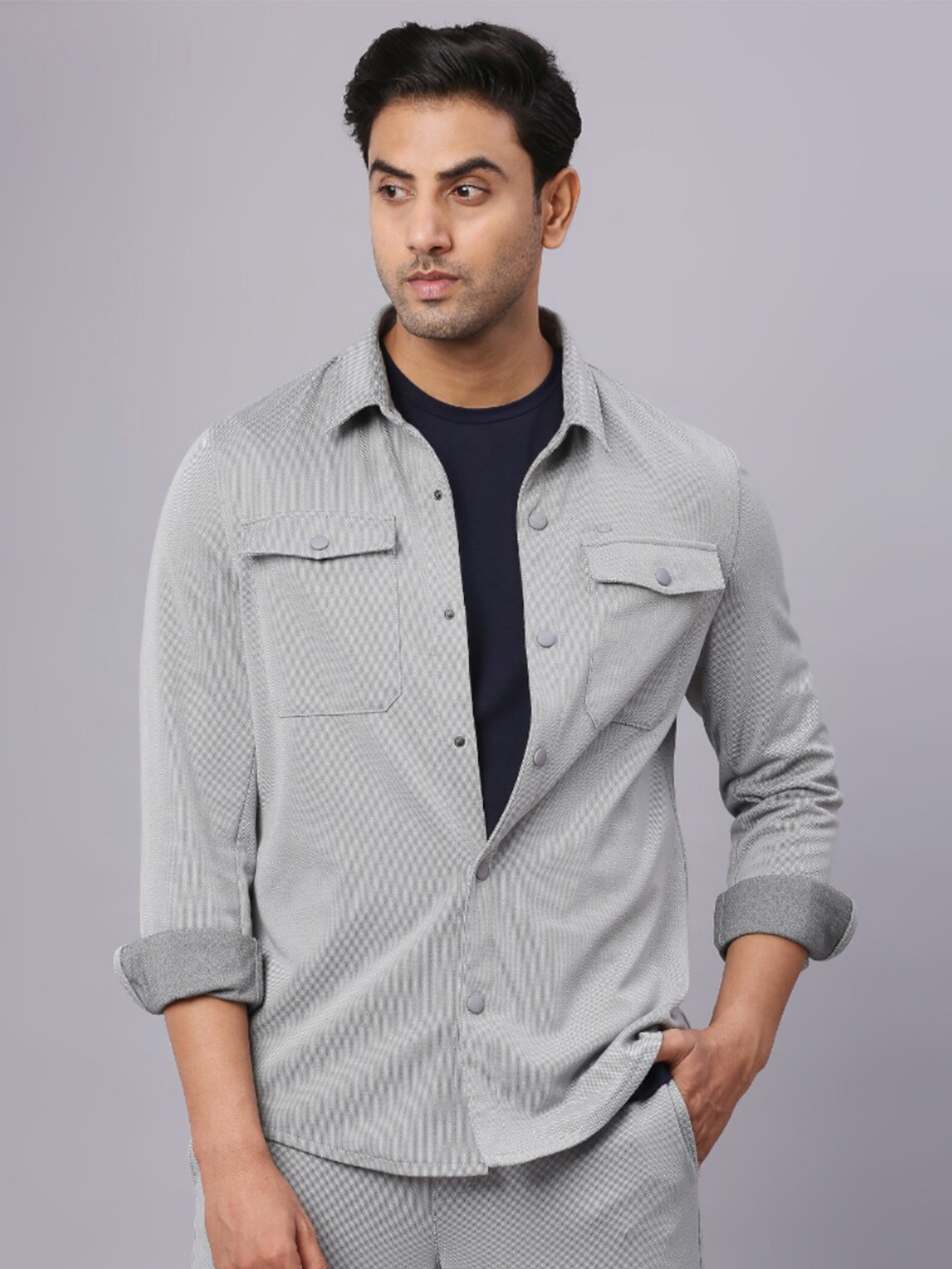

ONEMILE Relaxed Long Sleeves Casual Shirt, Grey