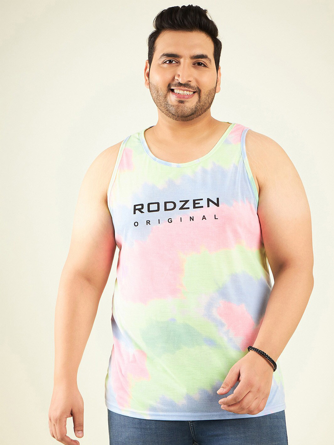 

Rodzen Plus Size Tie and Dye Sleeveless T-shirt, Pink